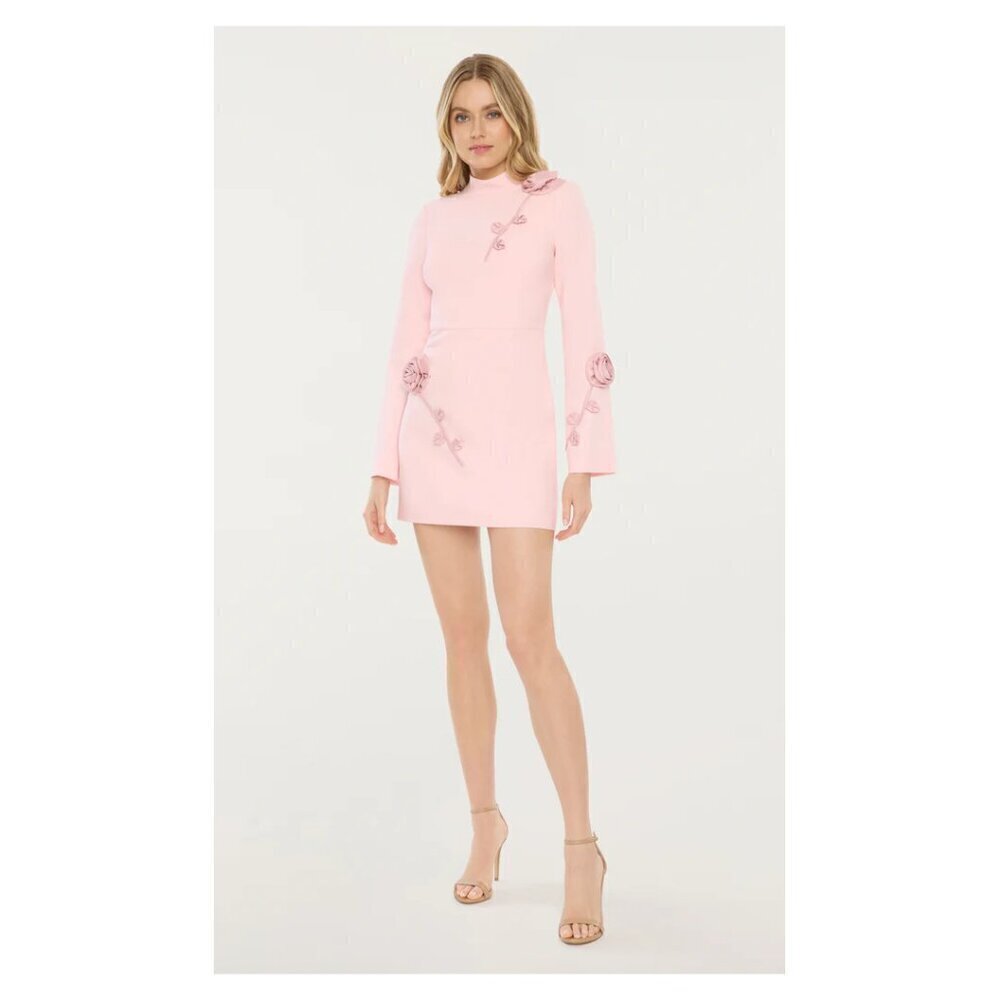 LIKELY Mick Floral Long Sleeve Minidress in Pink Size US 4